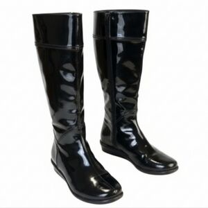 Cole Haan Air Lizzie Black Patent Leather Waterproof Equestrian Boots Size 8AA